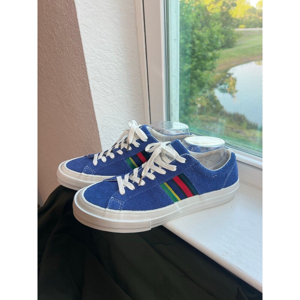Paul Smith PS Antilles Trainers Sneakers in Blue with Embroidered Stripes Mens 8
